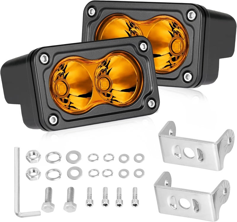 AKD Part Amber LED Pods, 3 Inch CREE LED Fog Lights 40W Spot LED Lights Pods Mini Amber Chase Lights Ditch Light 2 Packs for Truck Motorcycle UTV SUV ATV Dirt Bike Snowmobile - Image 1